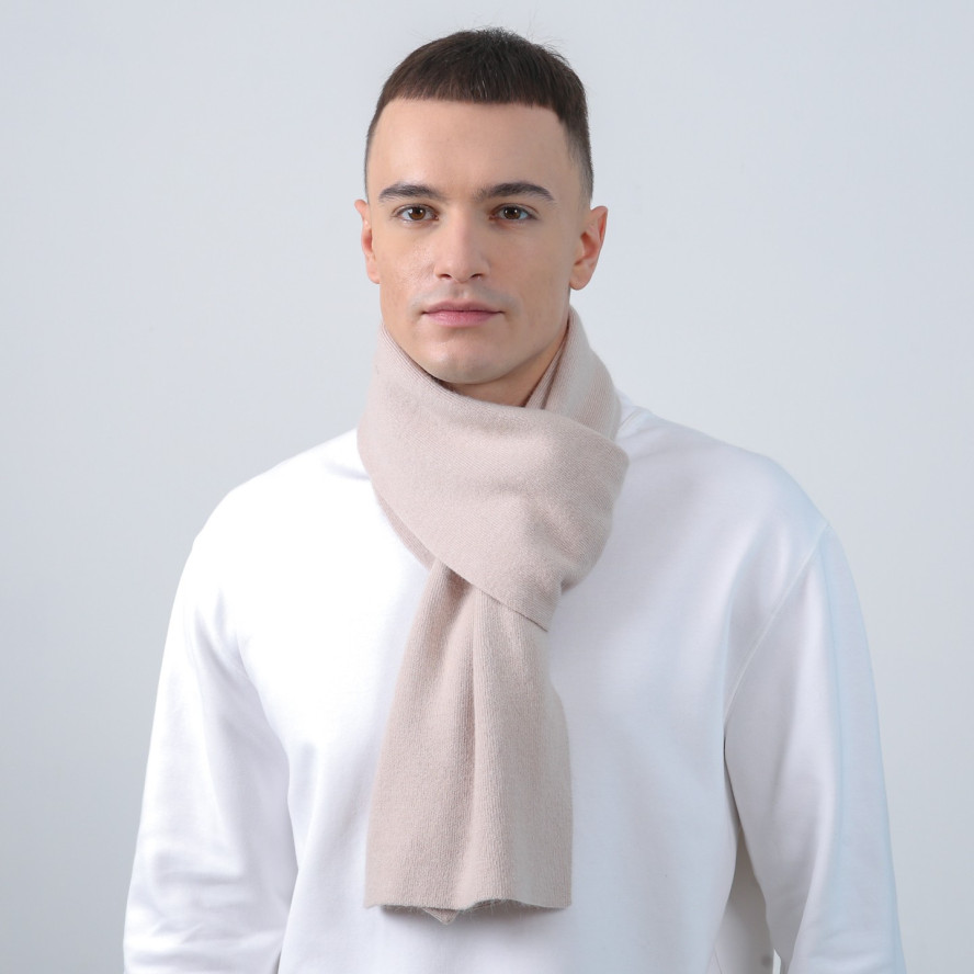 Шарф чоловічий однотонний вовна бежевий FELIX 364-968, фото 3