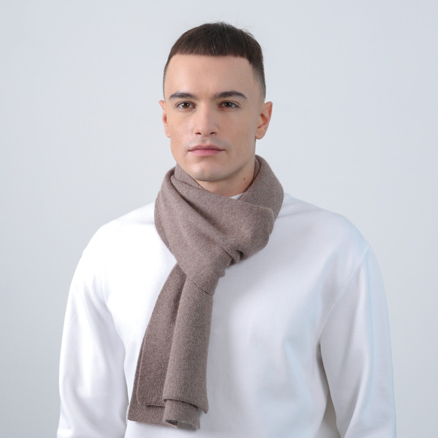 Шарф чоловічий однотонний вовна коричневий FELIX 704-122, фото 3