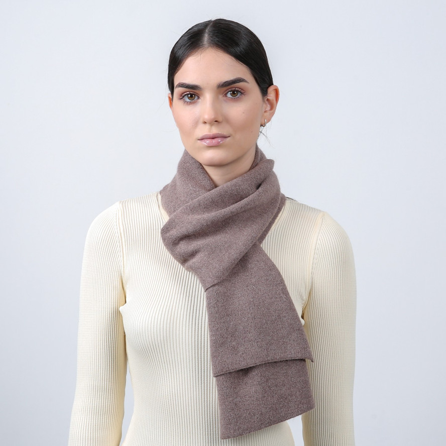 Шарф жіночий однотонний вовна коричневий FELIX 704-122, фото 3