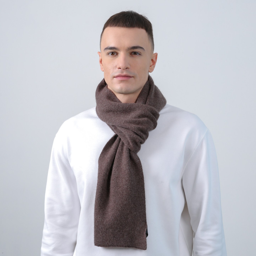 Шарф чоловічий однотонний вовна коричневий FELIX 704-139, фото 3