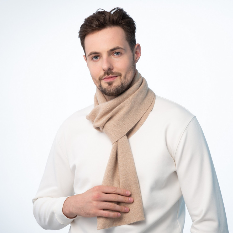 Шарф чоловічий однотонний вовна бежевий FELIX 947-031, фото 3