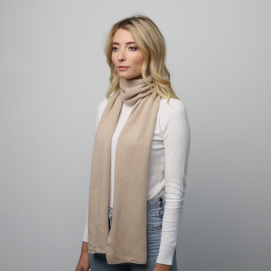 Шарф жіночий однотонний вовна бежевий FELIX 947-031, фото 3