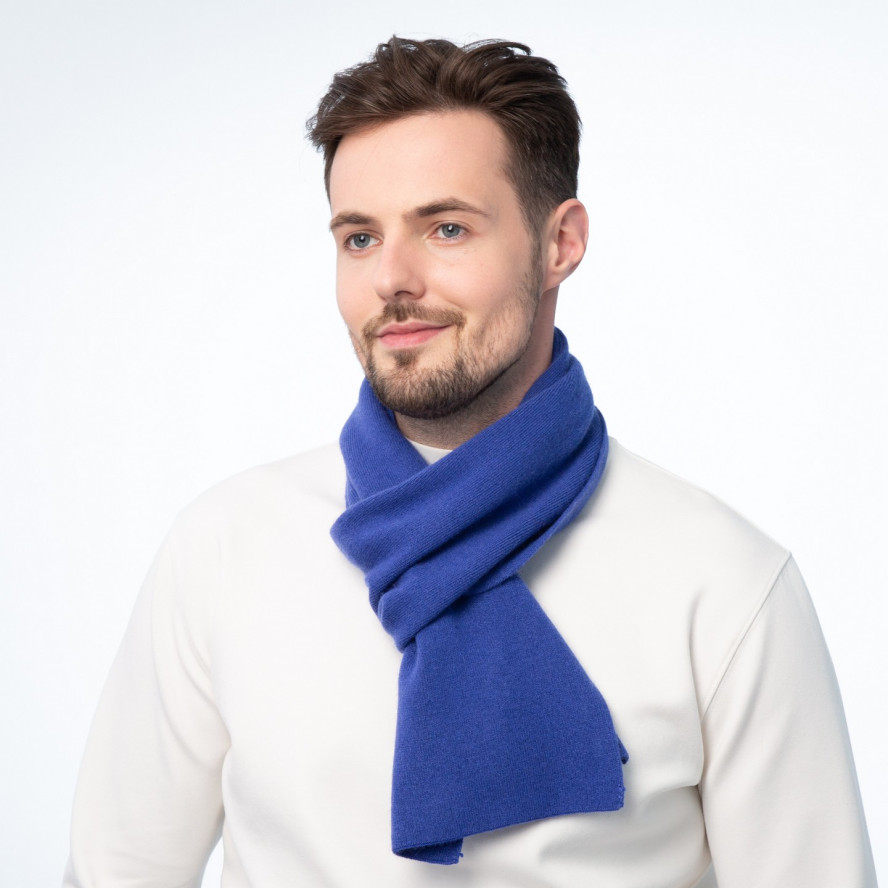 Шарф чоловічий однотонний вовна синій FELIX 052-086, фото 4