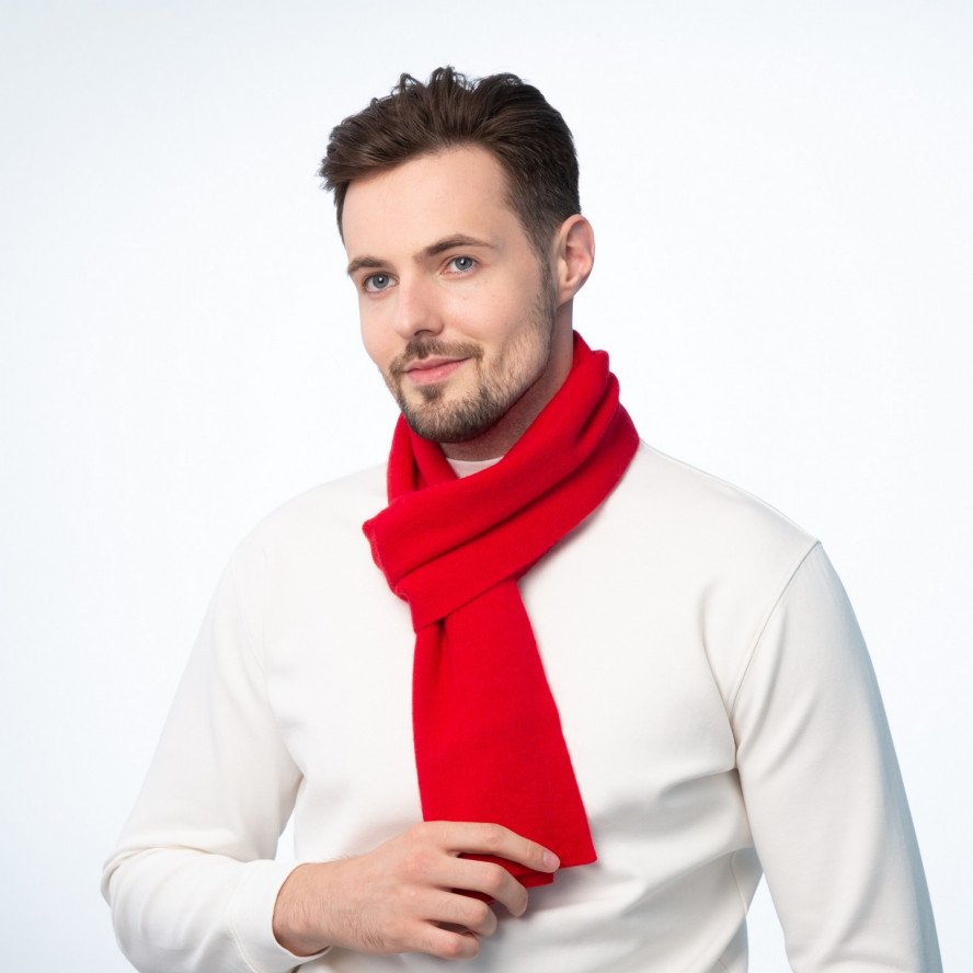 Шарф мужской однотонный шерсть красный FELIX 052-703, фото 3