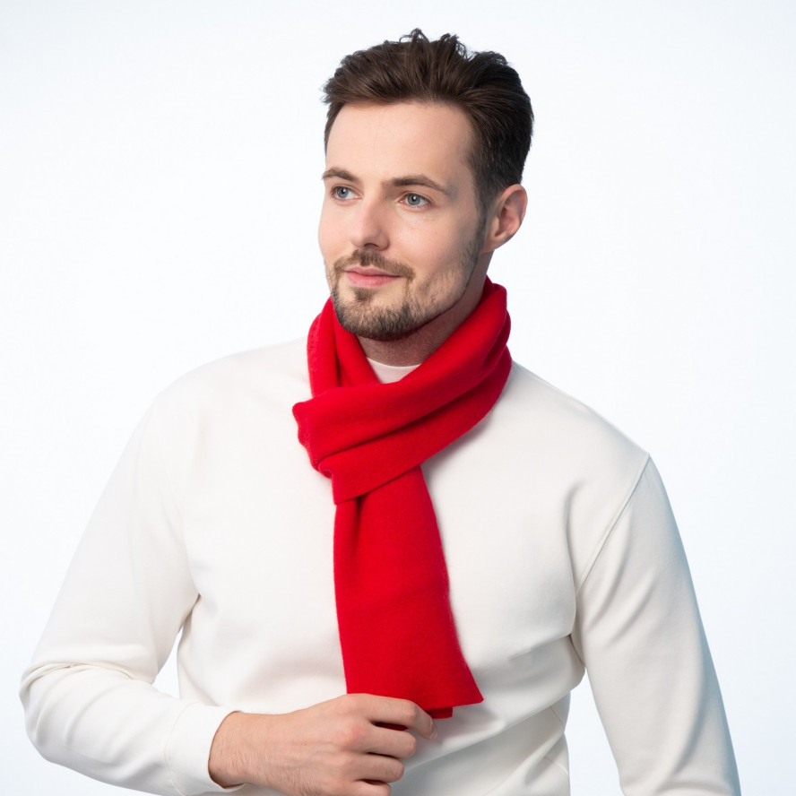 Шарф мужской однотонный шерсть красный FELIX 052-703, фото 4