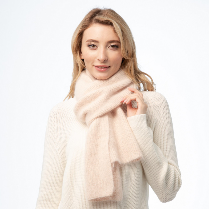 Шарф жіночий однотонний ангора бежевий JUDYT 225-633, фото 5