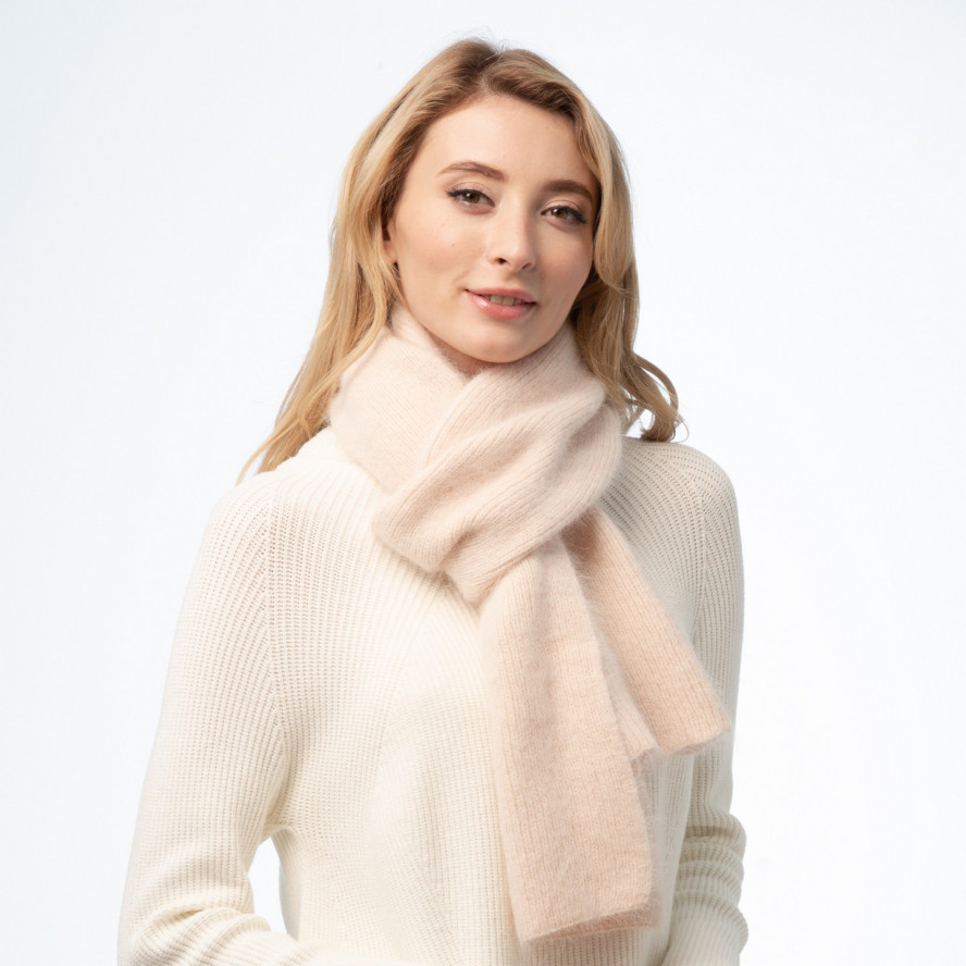 Шарф жіночий однотонний ангора бежевий JUDYT 225-633, фото 4