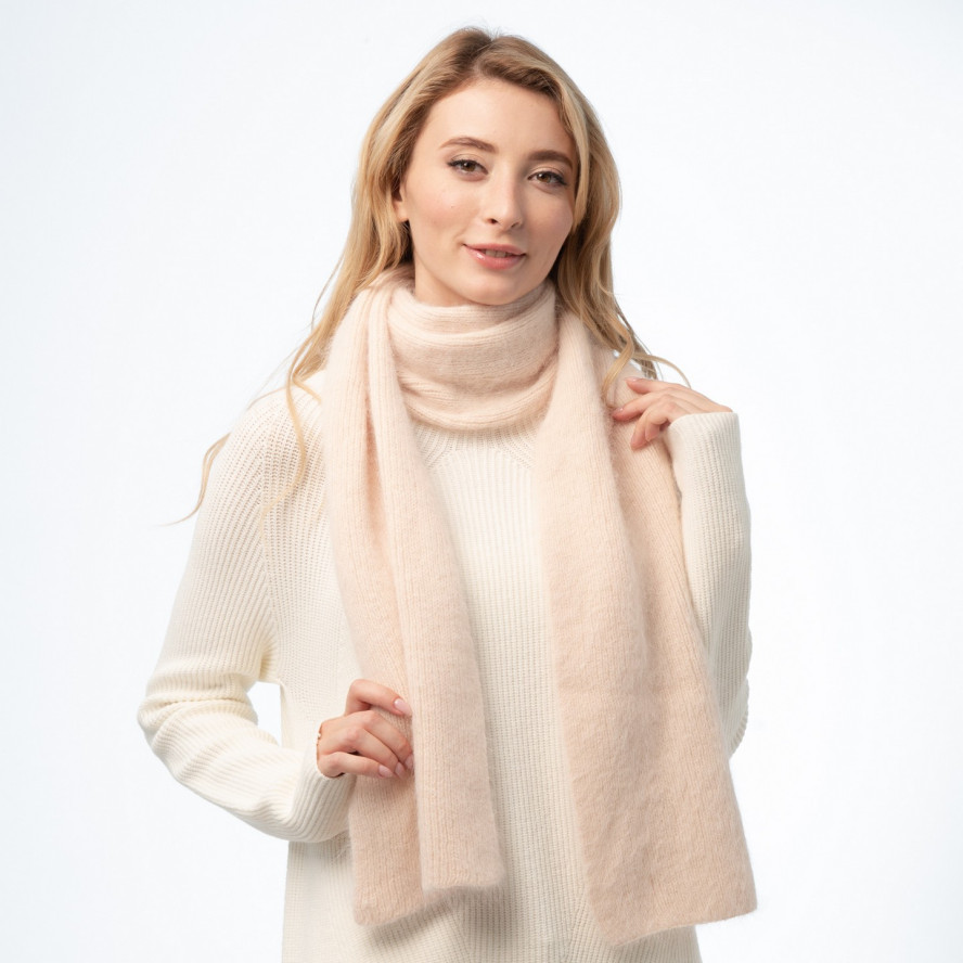 Шарф жіночий однотонний ангора бежевий JUDYT 225-633, фото 6