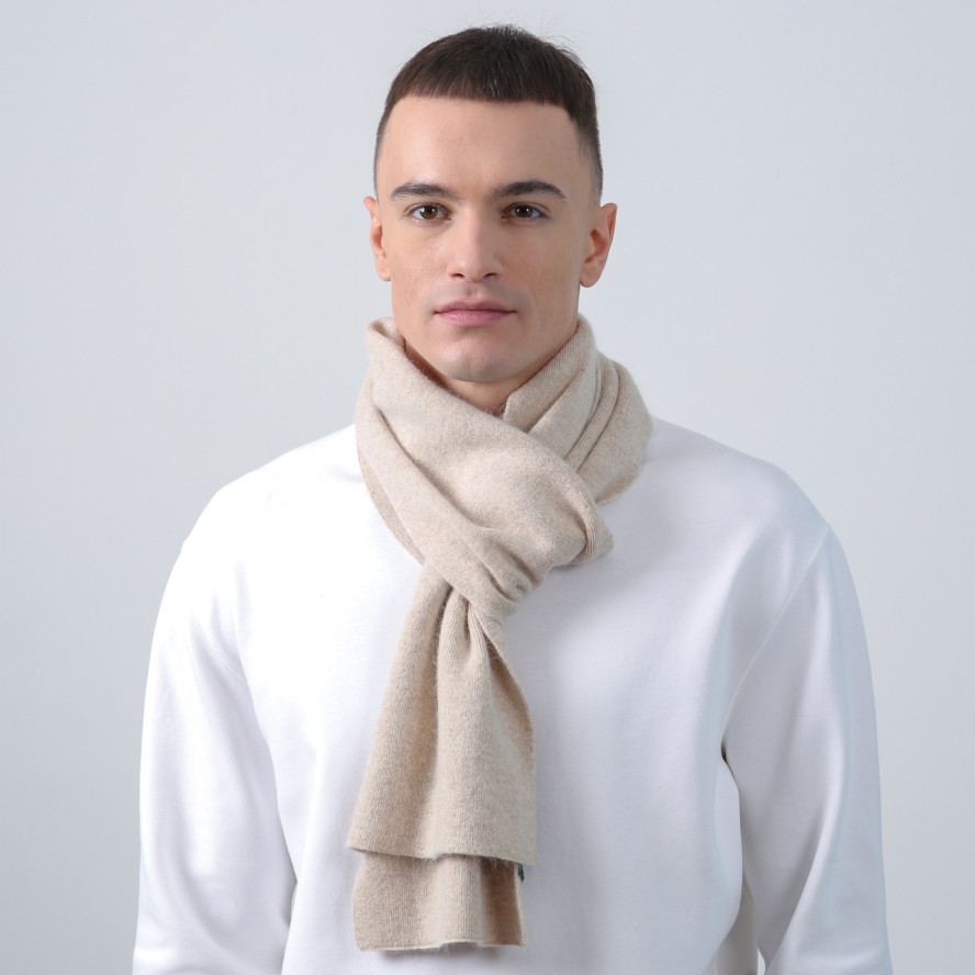 Шарф мужской однотонный шерсть бежевый FELIX 225-701, фото 3