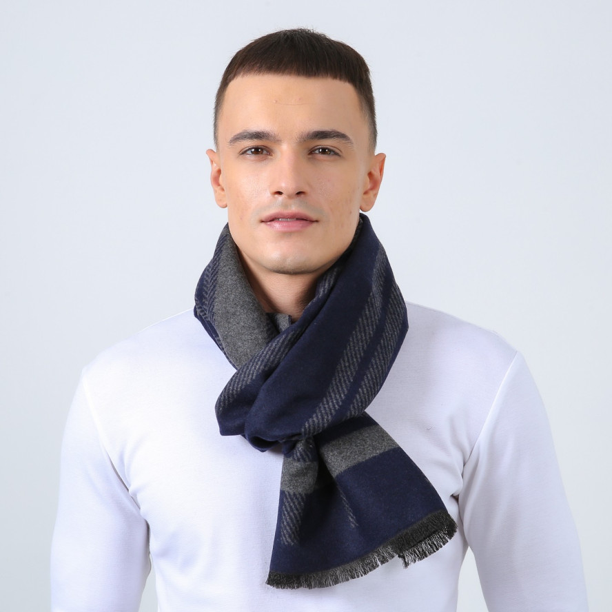 Шарф чоловічий клітинка + смужка кашемір JIM 255-142, фото 3