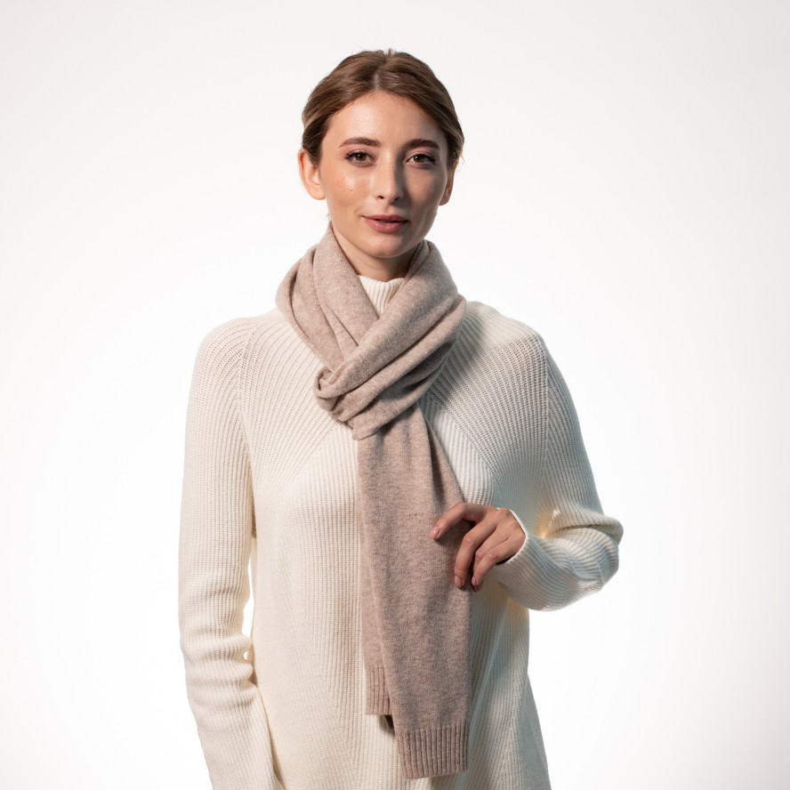 Шарф жіночий однотонний вовна бежевий АЛІСІ 554-658, фото 4