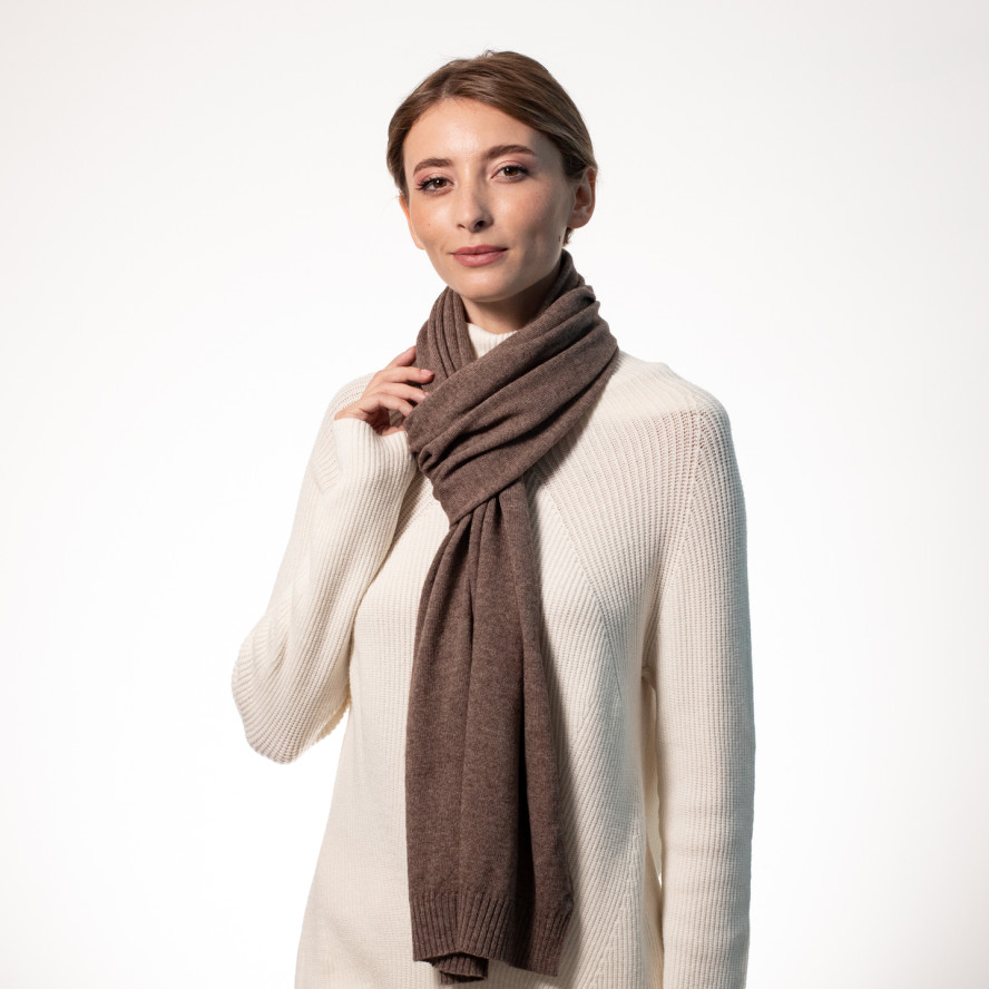 Шарф жіночий однотонний вовна коричневий АЛІСІ 554-665, фото 3