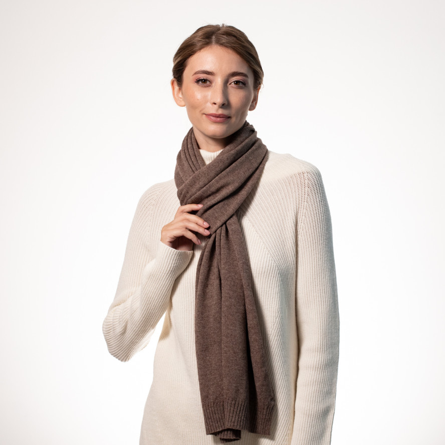 Шарф жіночий однотонний вовна коричневий АЛІСІ 554-665, фото 4