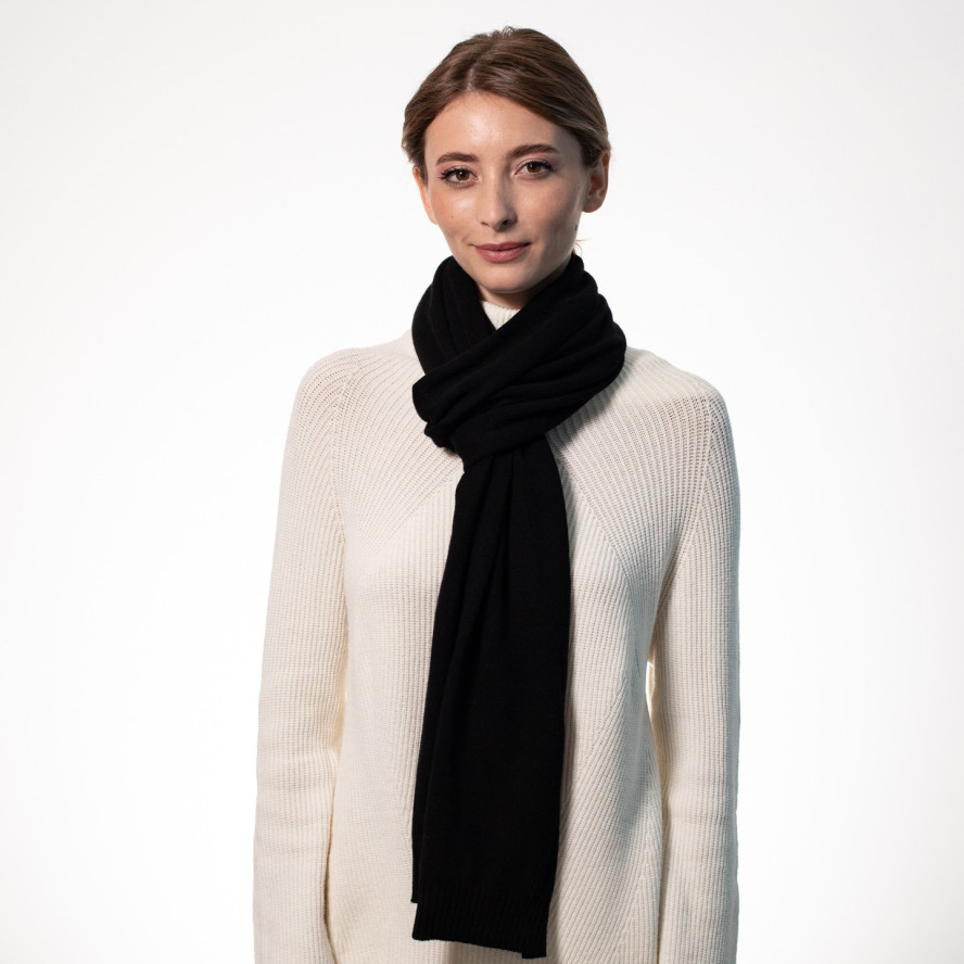 Шарф жіночий однотонний вовна чорний АЛІСІ 554-801, фото 4