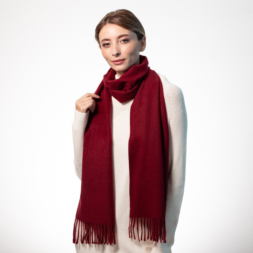 Шарф жіночий однотонний кашемір бордовий ЛЕОН 554-764, фото 3