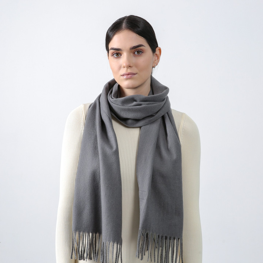 Шарф жіночий однотонний кашемір сірий ЛЕОН 554-795, фото 3