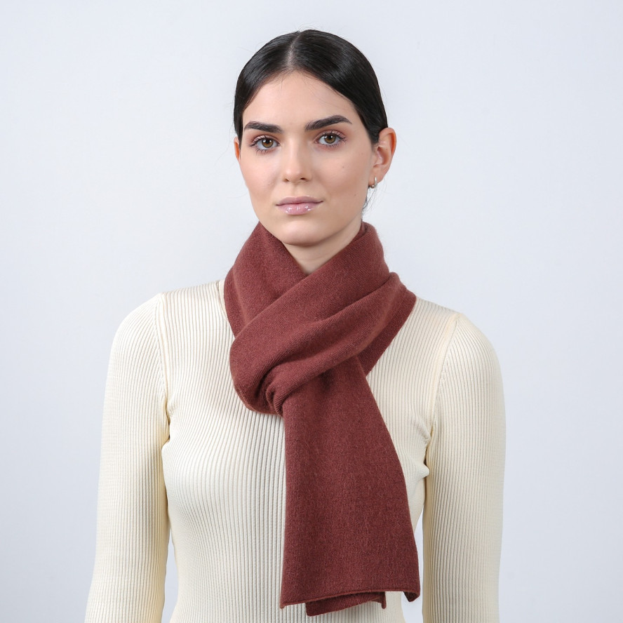 Шарф жіночий однотонний вовна коричневий FELIX 567-054, фото 3