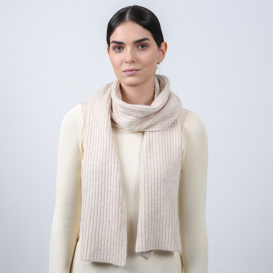 Шарф жіночий однотонний вовна бежевий ТЕОДОР 581-616, фото 3