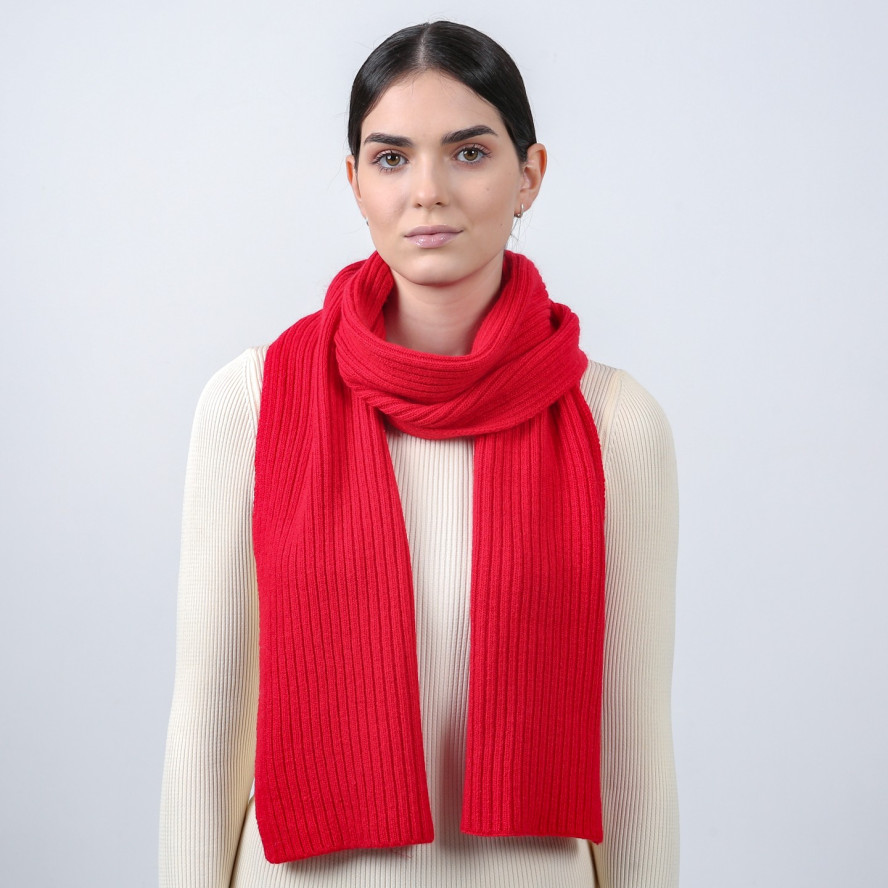 Шарф жіночий однотонний вовна червоний ТЕОДОР 581-647, фото 3