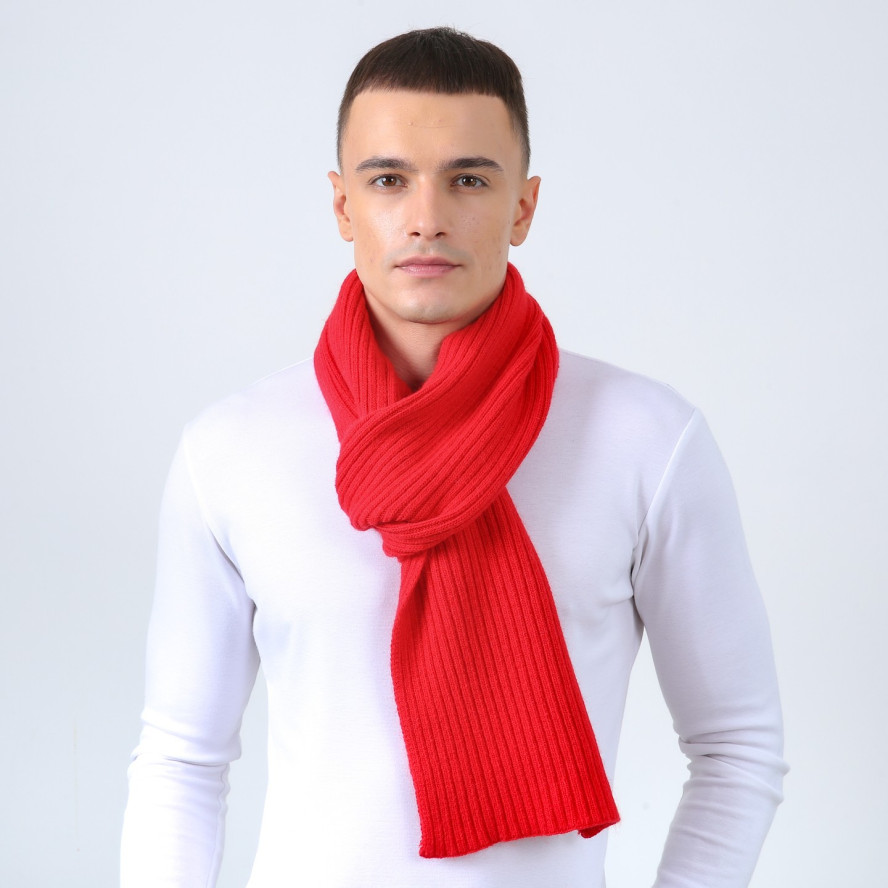 Шарф мужской однотонный шерсть красный ТЕОДОР 581-647, фото 3