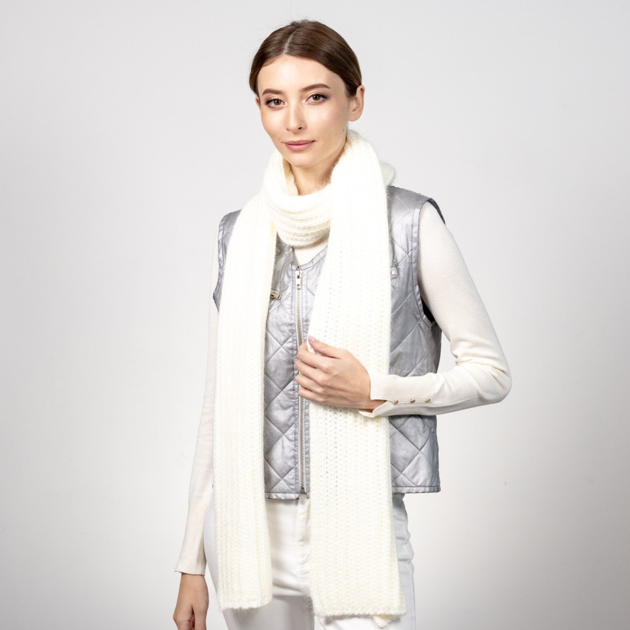 Шарф жіночий однотонний ангора молочний БЕРНА 597-723, фото 3