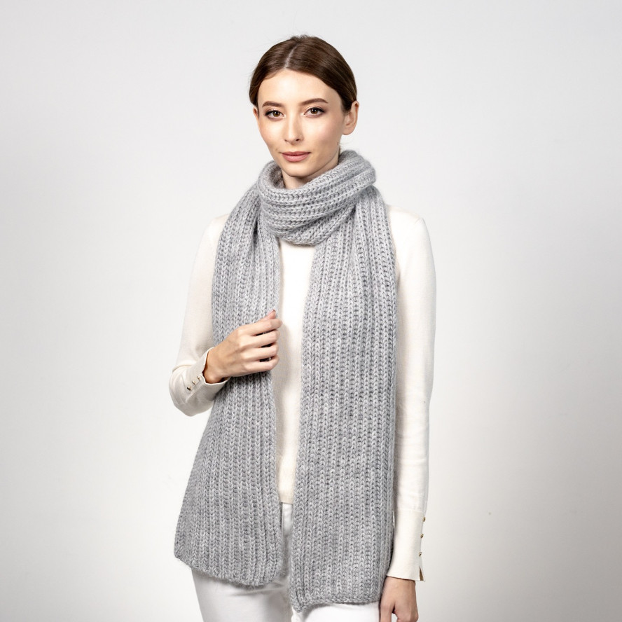 Шарф жіночий однотонний ангора сірий БЕРНА 597-730, фото 3