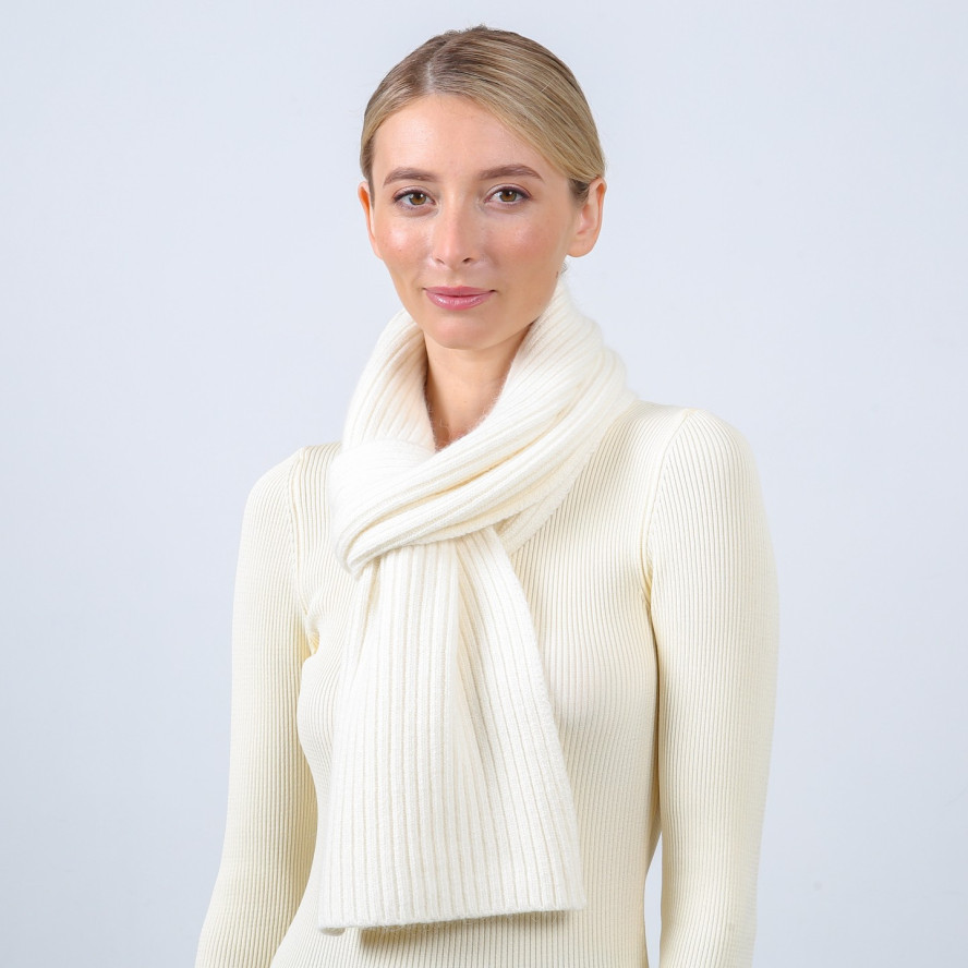 Шарф жіночий однотонний вовна білий ТЕОДОР 626-126, фото 3