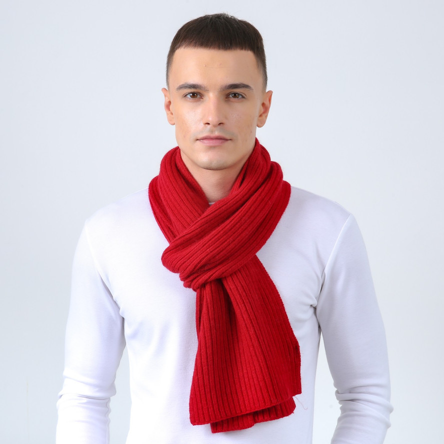 Шарф чоловічий однотонний вовна червоний ТЕОДОР 626-140, фото 3