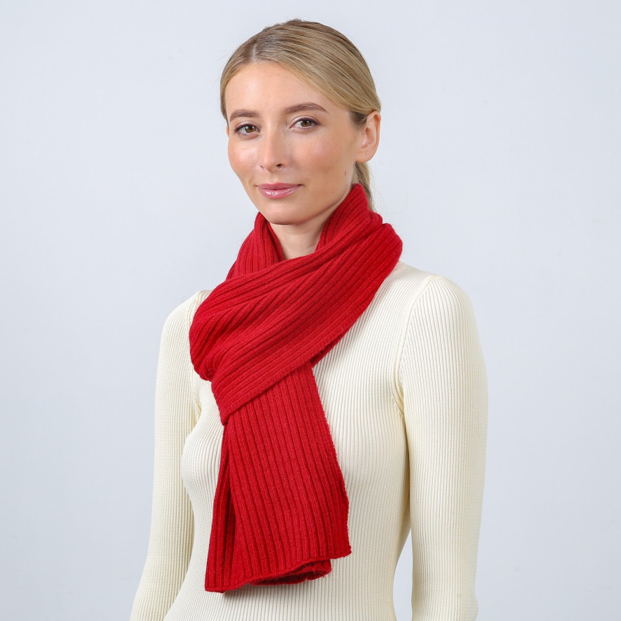 Шарф жіночий однотонний вовна червоний ТЕОДОР 626-140, фото 3