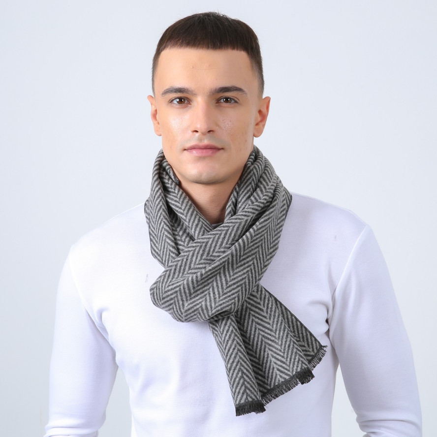 Шарф чоловічий ялинка кашемір сірий ФЕРБ 883-130, фото 3