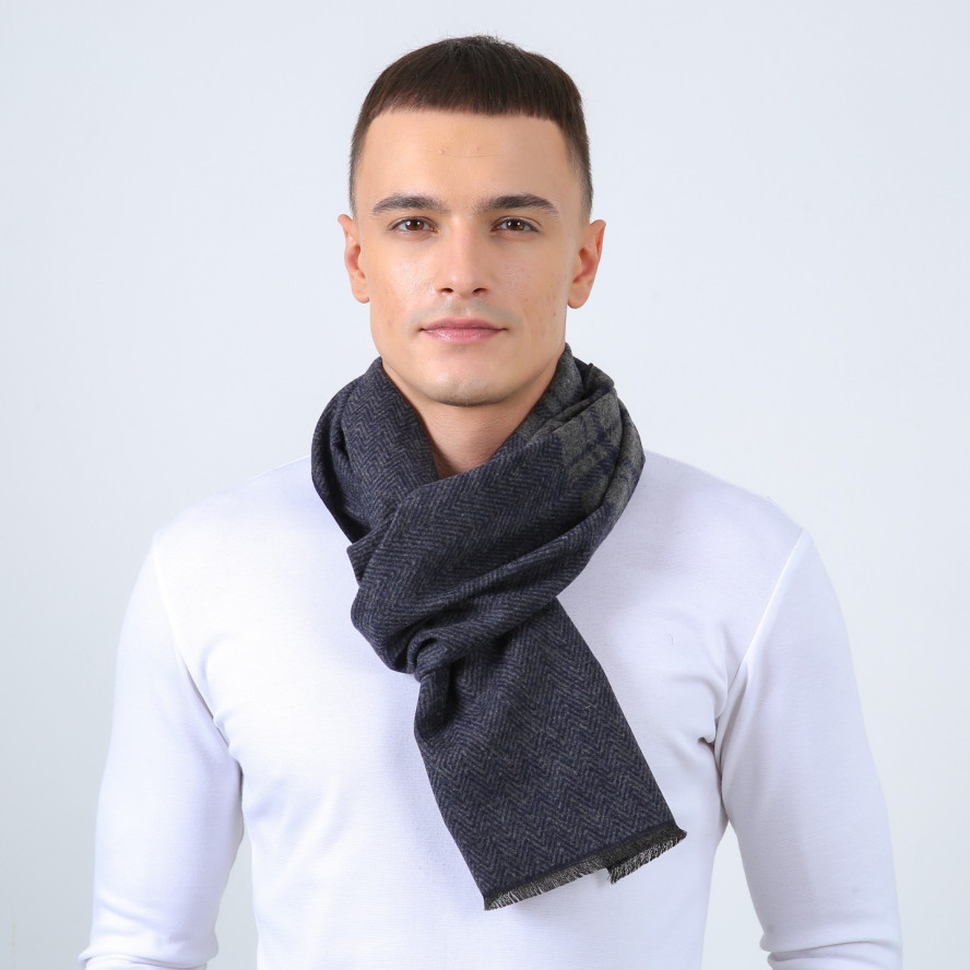 Шарф мужской клетка + елка кашемир ОЛИВЕР 883-208, фото 3