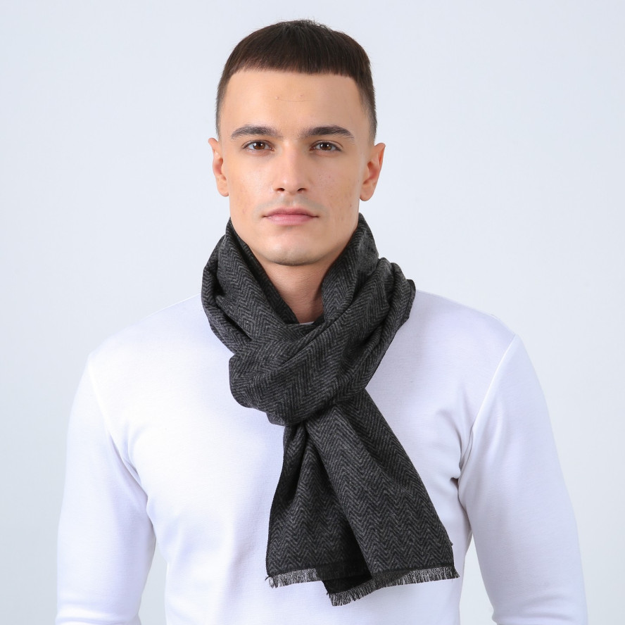 Шарф мужской клетка + елка кашемир ОЛИВЕР 883-215, фото 3