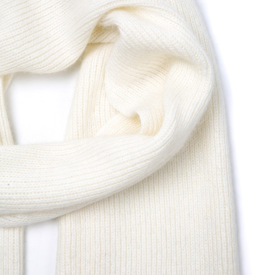 Шарф жіночий однотонний віскоза з ангорою білий ФЛОРАН 937-079, фото 2