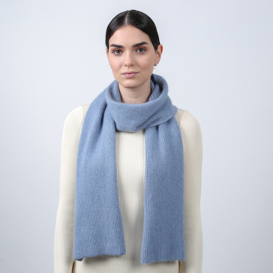 Шарф жіночий однотонний віскоза з ангорою блакитний ФЛОРАН 937-079, фото 3