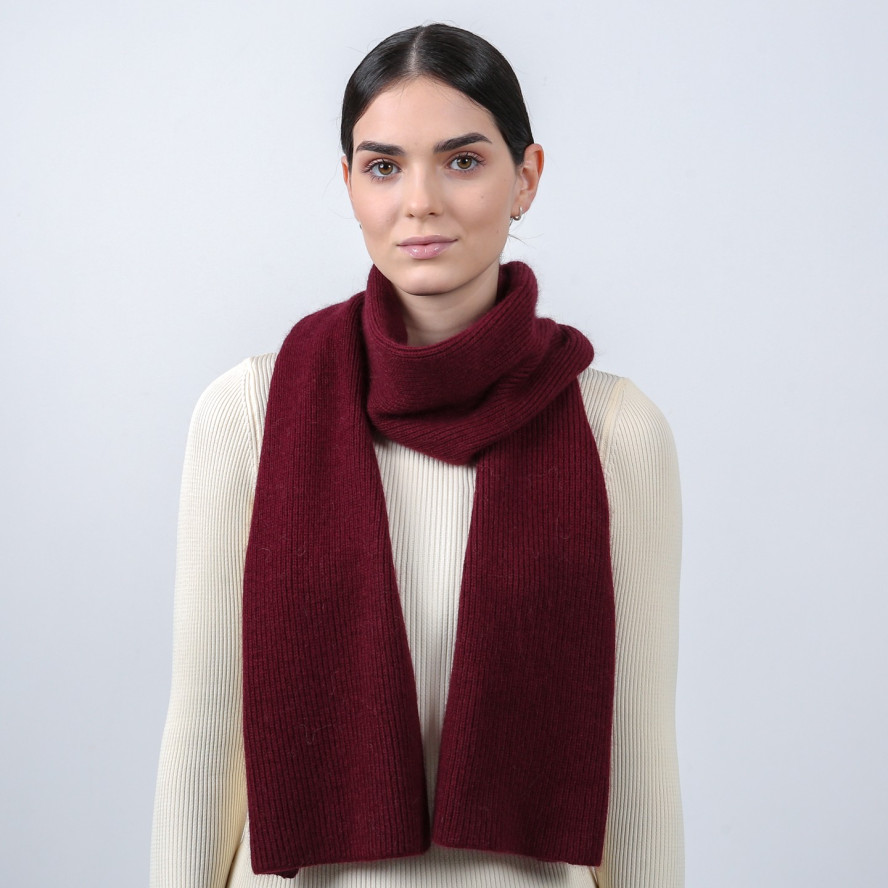Шарф жіночий однотонний віскоза з ангорою бордовий ФЛОРАН 953-710, фото 3