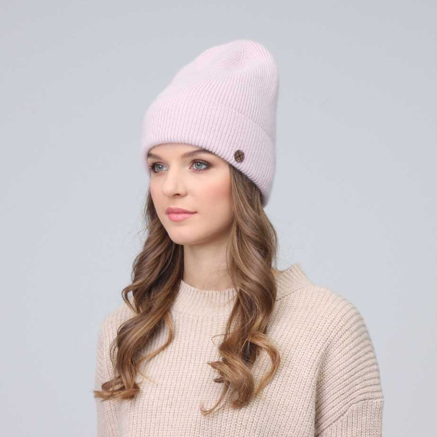 Шапка біні жіноча ангора рожева WILDE 251-985, фото 1