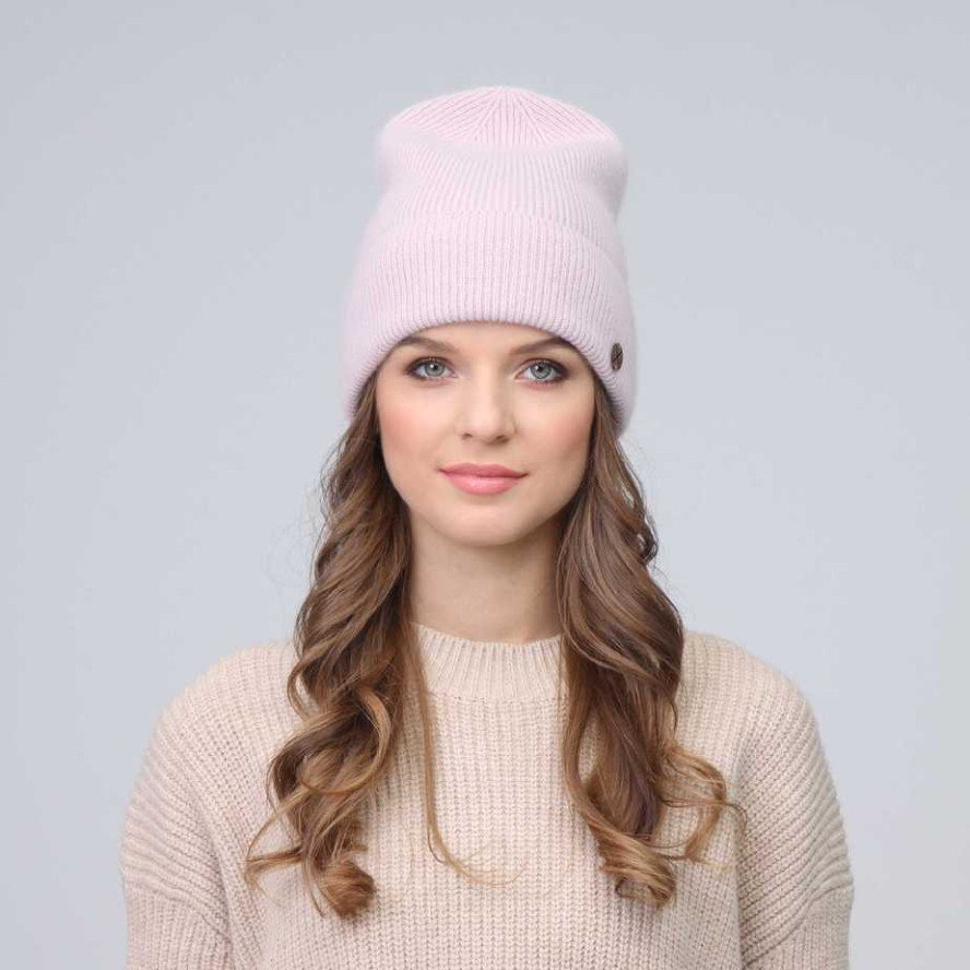 Шапка біні жіноча ангора рожева WILDE 251-985, фото 2
