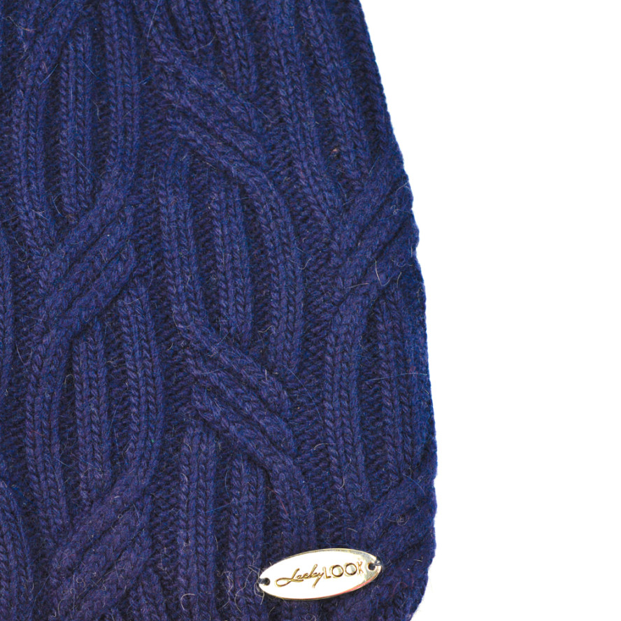 Шапка біні жіноча вовна синя AMALA 357-022, фото 2