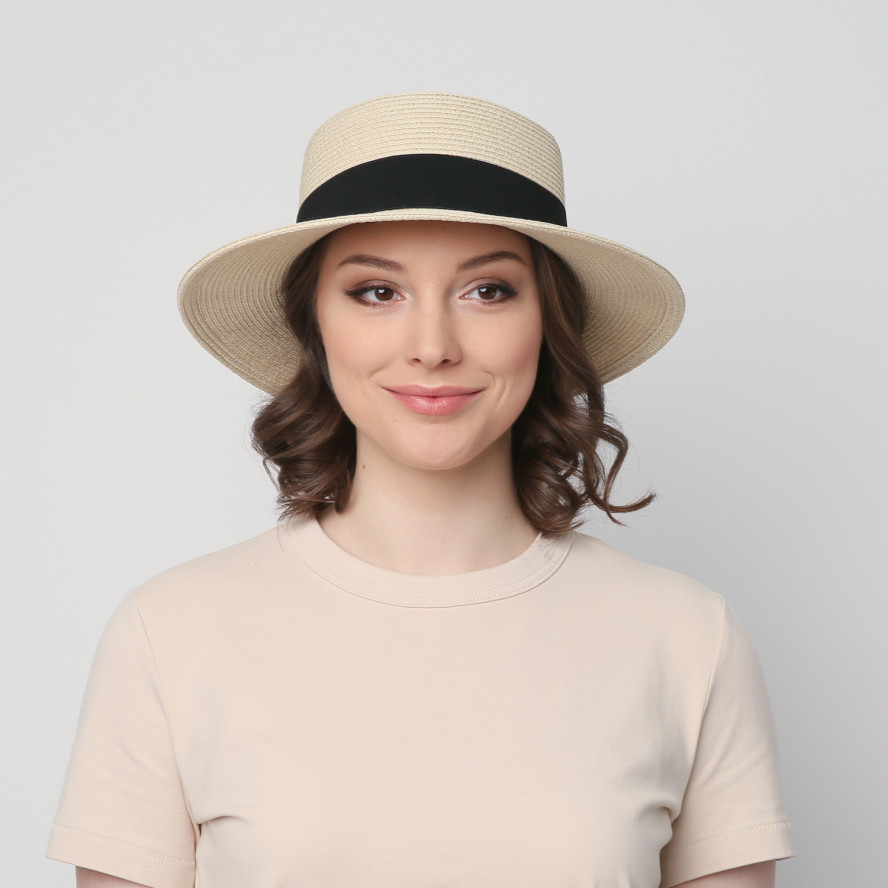 Капелюх канотьє жіночий папір бежевий ALIZ 469-397, фото 5