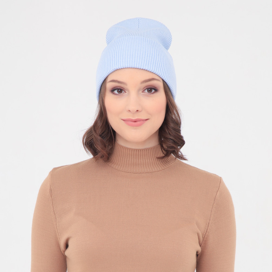 Шапка біні жіноча бавовна блакитна GELATO 644-893, фото 4