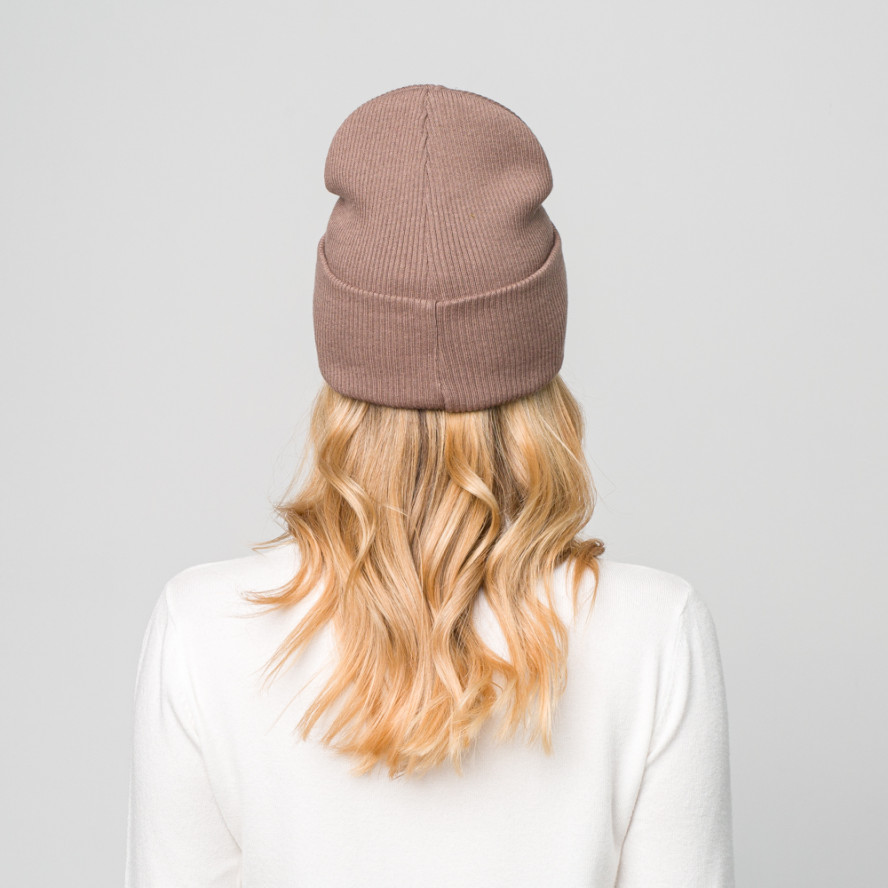 Шапка біні жіноча бавовна коричнева SHANE 670-076, фото 5