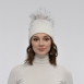 Шапка з помпоном жіноча вовна з люрексом біла LILY 671-662, фото 4