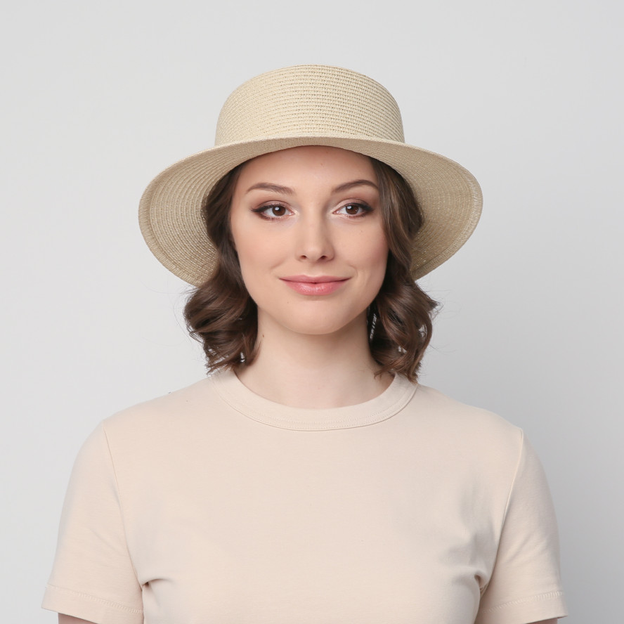 Капелюх канотьє жіночий папір бежевий VIVIAN 817-815, фото 5