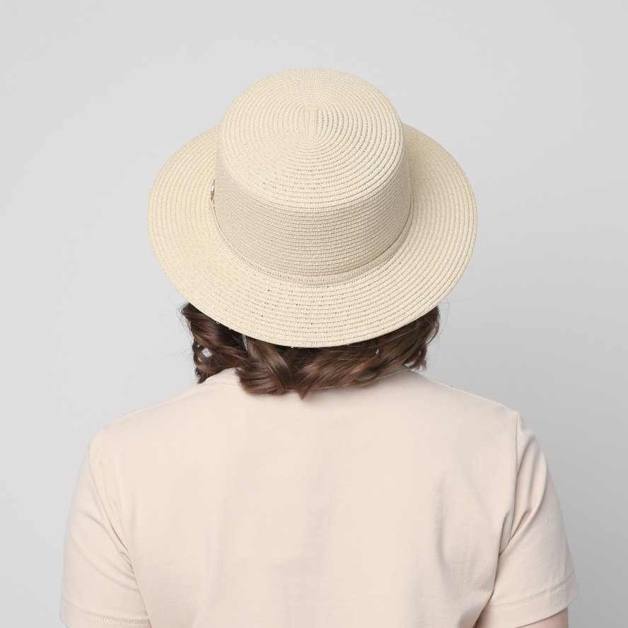 Капелюх канотьє жіночий папір бежевий VIVIAN 817-815, фото 6